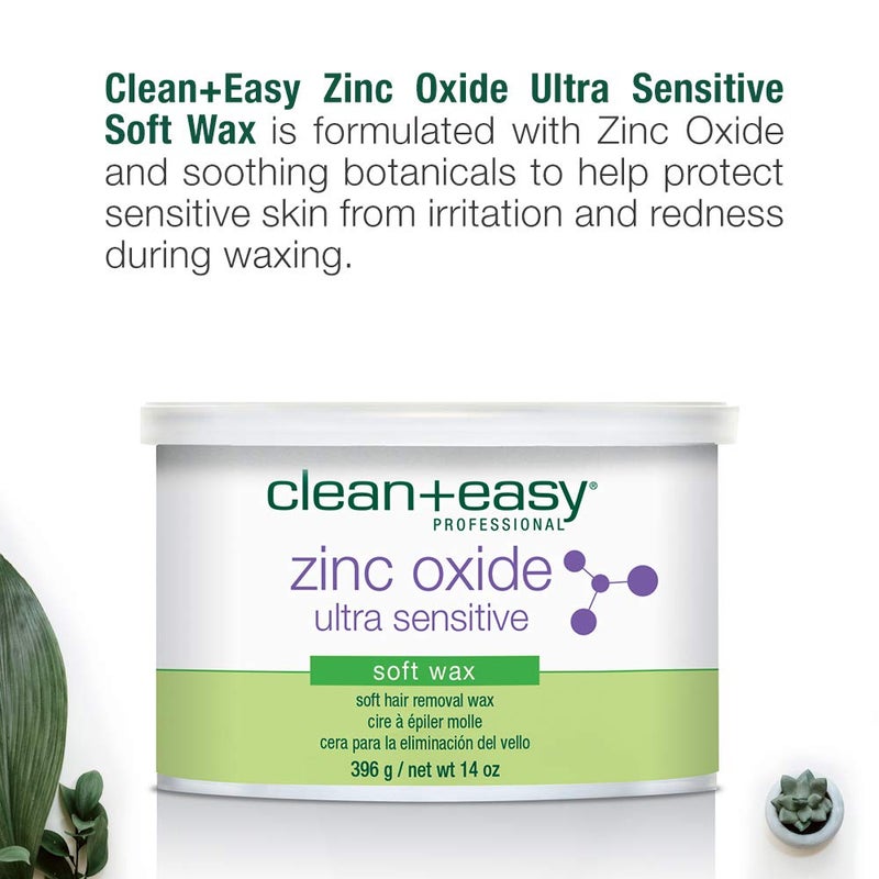 Clean + Easy Zinc Oxide Ultra Sensitive Soft Wax for Hair Removal - Depilatory Wax for Sensitive Skin, Removes Fine to Medium Hair, DIY Waxing, 14oz - Image 3